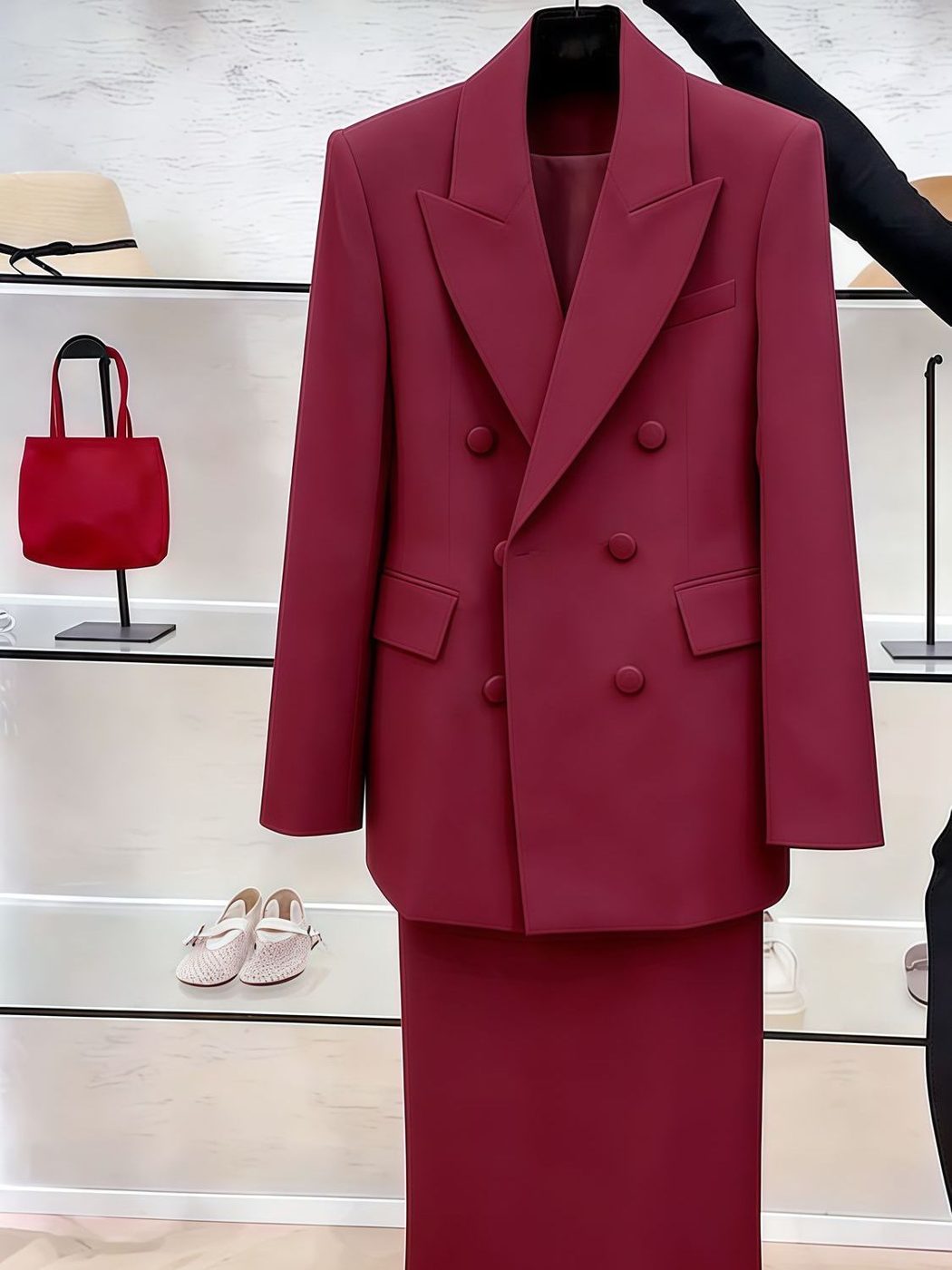 Tailleur femme blazer croisé et jupe longue, 6 coloris