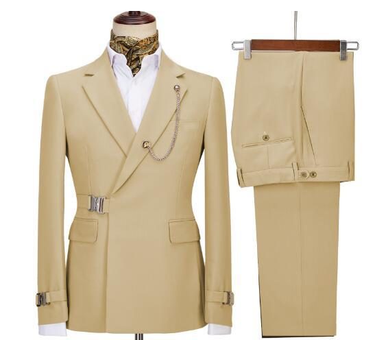 Costume homme 2 pièces croisé à boucle latérale, 20 coloris