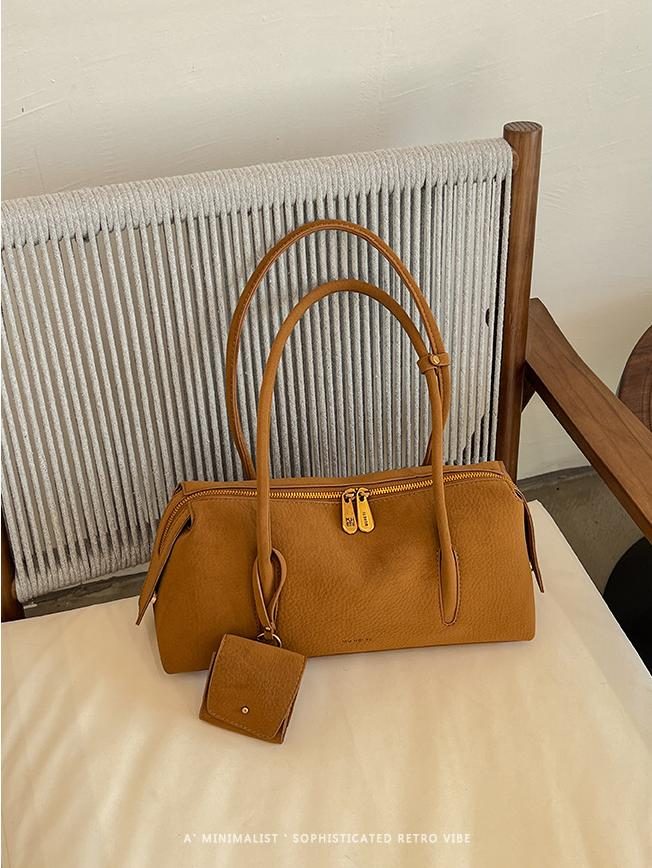 Sac épaule rétro en daim avec mini pochette, 3 coloris