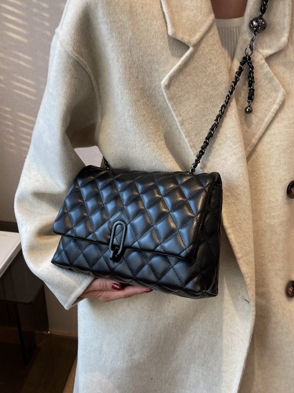 Sac bandoulière matelassé à chaîne, 4 coloris