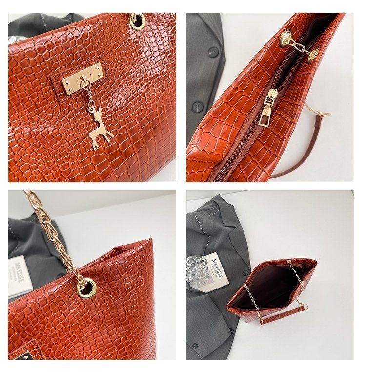 Cabas croco chaînes pendentif
