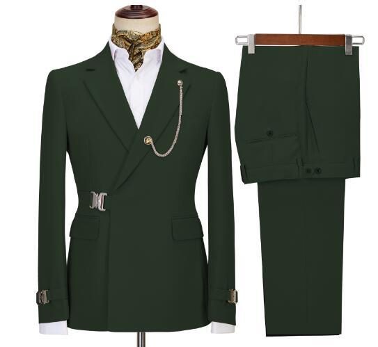 Costume homme 2 pièces croisé à boucle latérale, 20 coloris