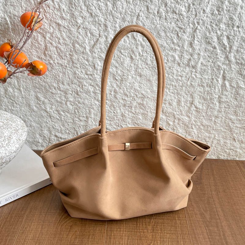 Grand sac cabas épaule aspect daim avec lien à fermoir doré, 5 coloris