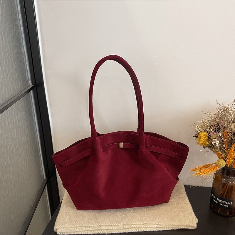 Grand sac cabas épaule aspect daim avec lien à fermoir doré, 5 coloris