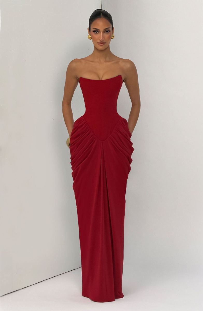 Robe longue corset drapée