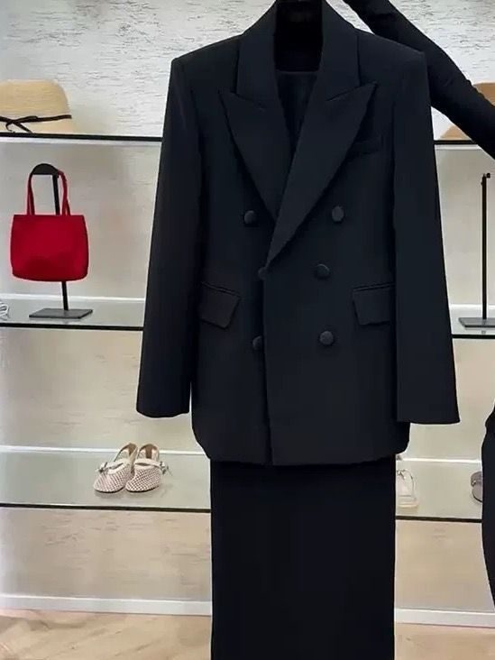Tailleur femme blazer croisé et jupe longue, 6 coloris