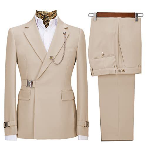 Costume homme 2 pièces croisé à boucle latérale, 20 coloris