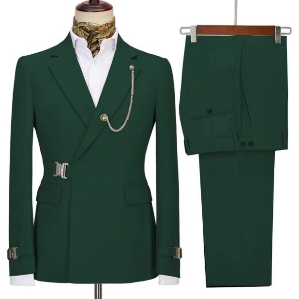 Costume homme 2 pièces croisé à boucle latérale, 20 coloris